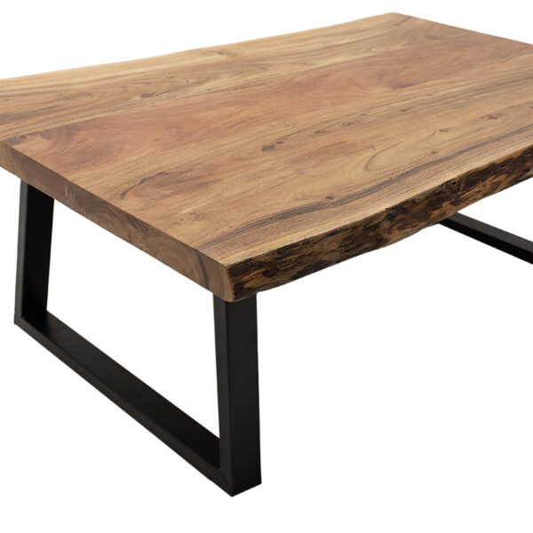 Τραπέζι σαλονιού Miles  μασίφ ξύλο 4εκ φυσικό-πόδι μαύρο 115x72x41εκ