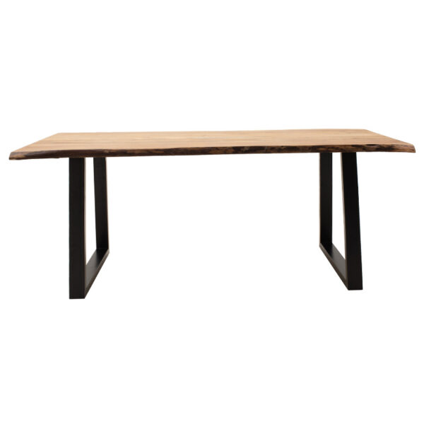 Τραπέζι Miles  μασίφ ξύλο 4εκ φυσικό-πόδι μαύρο 200x96x79εκ