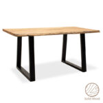 Τραπέζι Miles  μασίφ ξύλο 4εκ φυσικό-πόδι μαύρο 160x90x79εκ