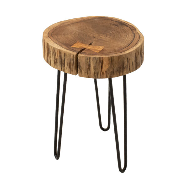 Βοηθητικό τραπέζι σαλονιού Tripp  μασίφ ξύλο 6,5-7εκ καρυδί-πόδι μαύρο 32x30x47εκ