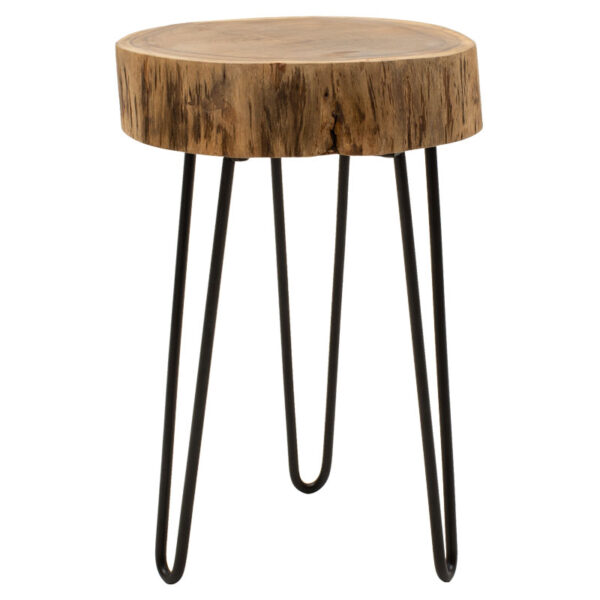 Βοηθητικό τραπέζι σαλονιού Tripp I  μασίφ ξύλο 6,5-7εκ φυσικό-πόδι μαύρο 32x30x47εκ
