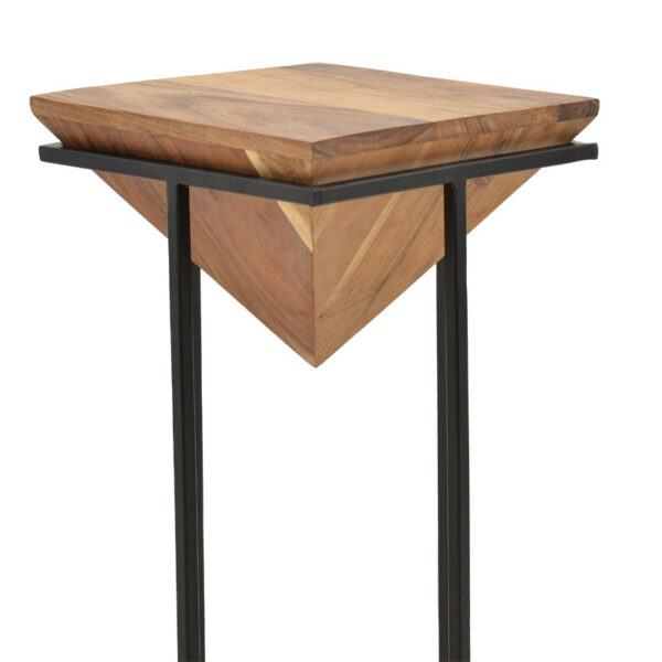 Βοηθητικό τραπέζι σαλονιού Miles  μασίφ ξύλο ακακίας φυσικό-μαύρο 29x29x54εκ