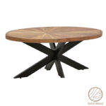 Τραπέζι Fardy  οβάλ μασίφ ξύλο ακακίας φυσικό-μαύρο-φυσικό 120x60x45εκ