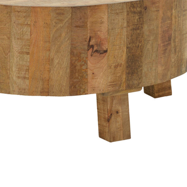 Τραπέζι σαλονιού με αποθηκευτικό χώρο Darian  μασίφ ξύλο mango φυσικό Φ90x45εκ