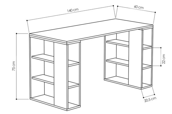 Γραφείο Colmar  χρώμα λευκό -σκούρο φυσικό 140x60x75εκ