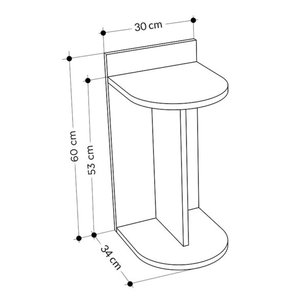 Βοηθητικό τραπέζι Libra  λευκό-φυσικό 30x34x60εκ