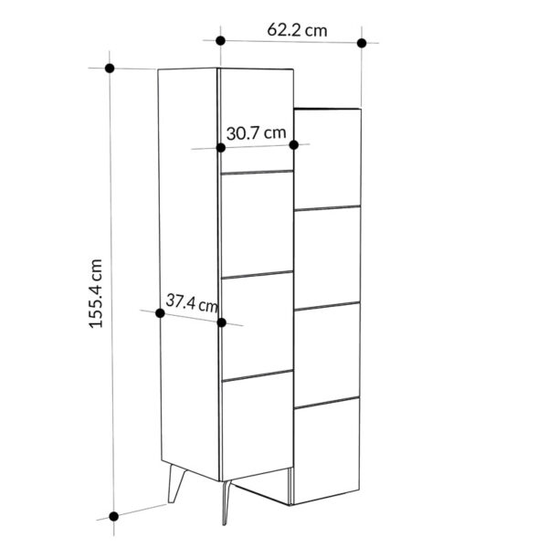 Ντουλάπι-στήλη Romane  φυσικό 62.2x37.4x155.4εκ