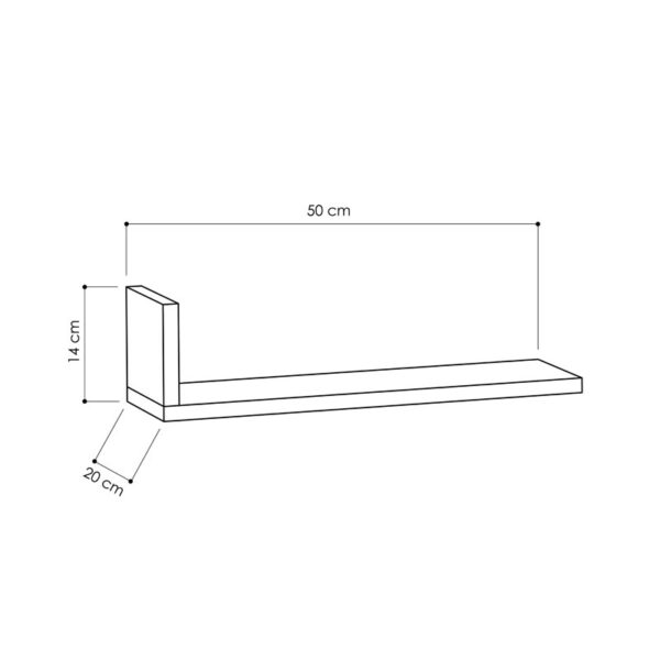 Ραφιέρα τοίχου L-Model  χρώμα μόκα 50x20x14εκ