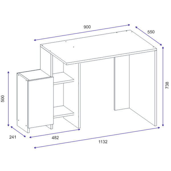 Γραφείο με ραφιέρα Kely  χρώμα λευκό-φυσικό 113x55x74εκ