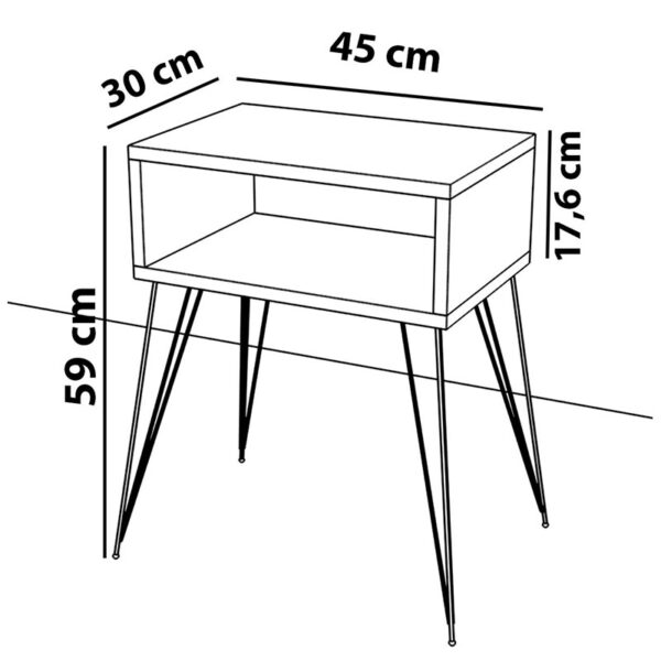 Κομοδίνο Naida  γκρι-μπεζ-μαύρο 45x30x59εκ