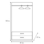 Ντουλάπα ρούχων δίφυλλη OLYMPUS  χρώμα wenge 81x57x183εκ