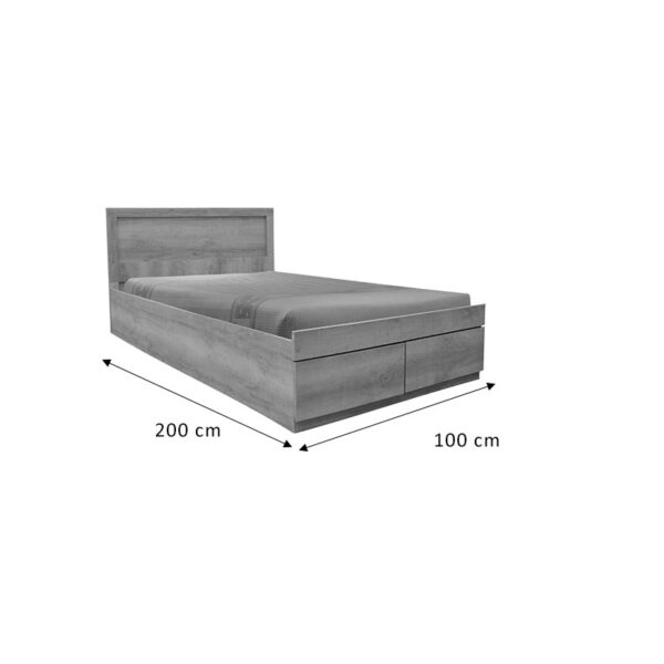 Κρεβάτι μονό Nalos  με συρτάρι castillo-oak 100x200εκ