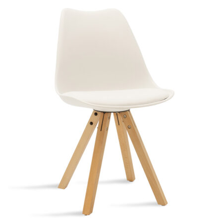 Καρέκλα Caron  PP λευκό-φυσικό πόδι
