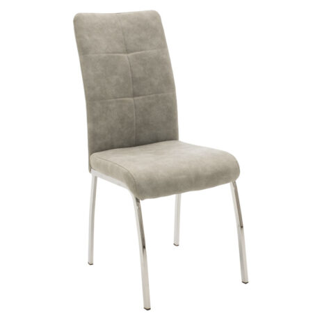 Καρέκλα Ariadne  pu γκρι αντικέ-πόδι χρωμίου 43x63x93εκ