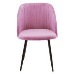 Πολυθρόνα Oasis  βελούδο ροζ-πόδι μαύρο μέταλλο 54x52x84εκ