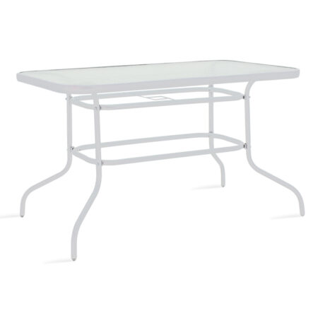 Τραπέζι Valor  μέταλλο λευκό-γυαλί 120x70x70εκ