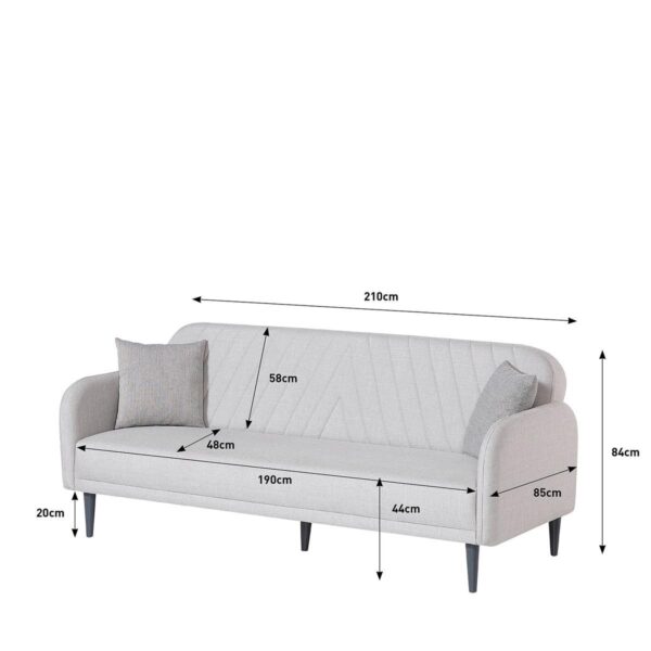 Καναπές Κρεβάτι Τριθέσιος  LUKAS Ανοιχτό Γκρι 210x85x84cm