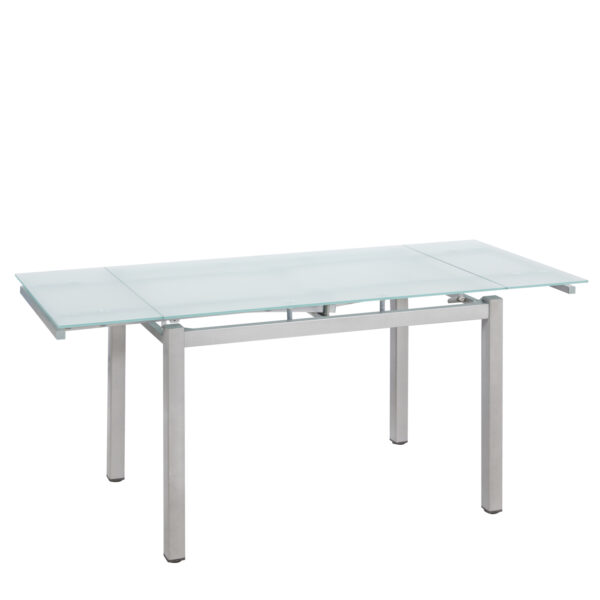 Τραπέζι Επεκτεινόμενο  BOTEV Αμμοβολή/Ασημί Γυαλί/Μέταλλο 110+60x70x75cm