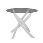 Τραπέζι  HEKLA Λευκό/Γκρι Γυαλί/Μέταλλο 90x90x74cm