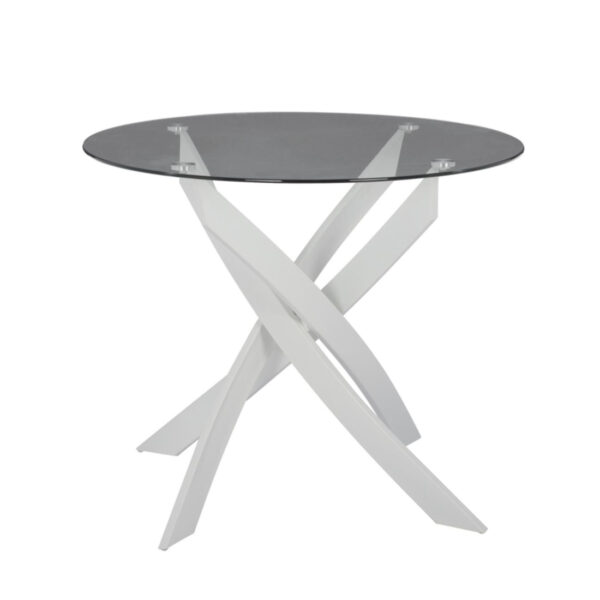 Τραπέζι  HEKLA Λευκό/Γκρι Γυαλί/Μέταλλο 90x90x74cm