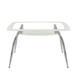 Τραπέζι  HALTIA Λευκό/Διάφανο/Χρώμιο Γυαλί/Μέταλλο 120x75x75cm