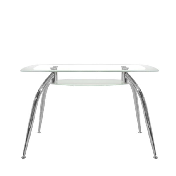 Τραπέζι  HALTIA Λευκό/Διάφανο/Χρώμιο Γυαλί/Μέταλλο 120x75x75cm