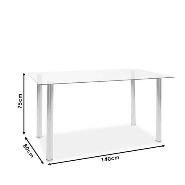 Τραπέζι  TEIDE Διάφανο/Μαύρο Γυαλί/Μέταλλο 140x80x75cm