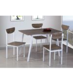 Τραπέζι Σετ (4+1)  LINDERIA Λευκό/Καφέ 110x70x75cm
