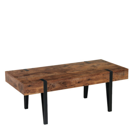 Τραπέζι Σαλονιού LUTHEN Καρυδί/Μαύρο MDF/Μέταλλο 120x55x45cm