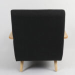 Πολυθρόνα GREVILLEA Μαύρο/Φυσικό Ύφασμα/Ξύλο 82x70.5x85cm