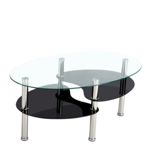 Τραπέζι Σαλονιού  MOON FLOWER Διάφανο/Μαύρο Μέταλλο/Γυαλί 90x55x43cm