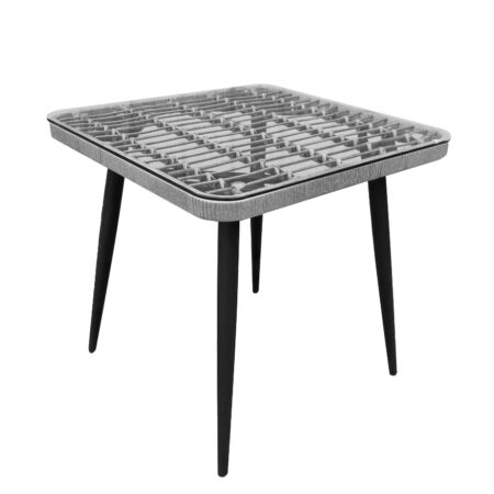 Τραπέζι Κήπου  CALI Γκρι/Μαύρο Μέταλλο/Rattan/Γυαλί 80x80x78cm
