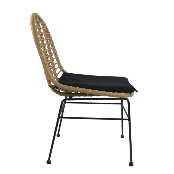 Καρέκλα Κήπου  ACCIUS Φυσικό/Μαύρο Μέταλλο/Rattan 49x56x84cm