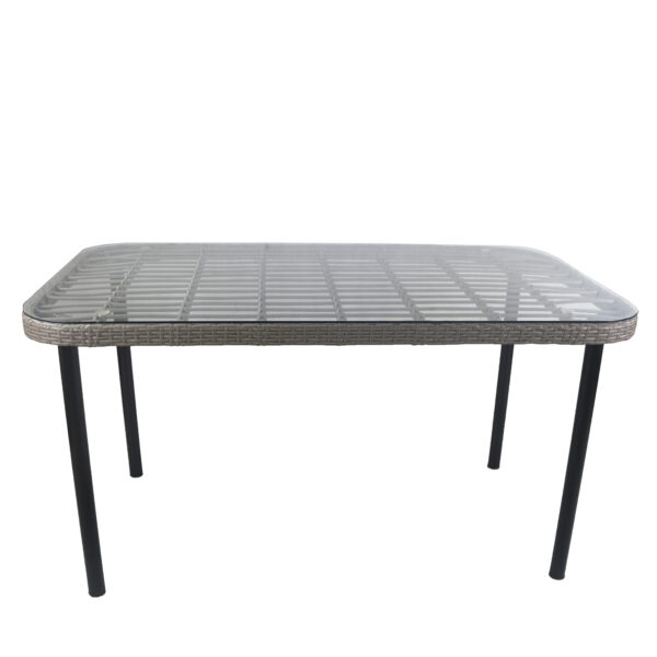 Τραπέζι Κήπου  AMPIUS Γκρι/Μαύρο Μέταλλο/Rattan/Γυαλί 160x90x73cm