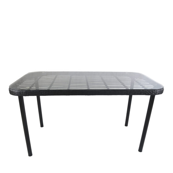 Τραπέζι Κήπου  AMPLAS Μαύρο Μέταλλο/Rattan/Γυαλί 140x80x73cm