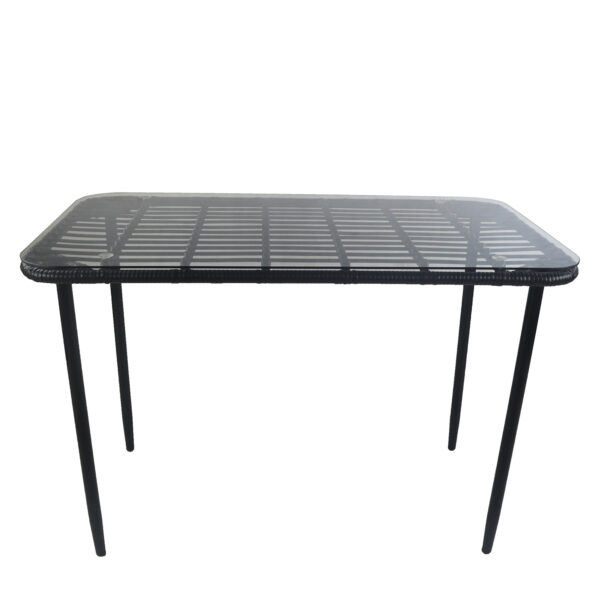Τραπέζι Κήπου  ANNIUS Μαύρο Μέταλλο/Rattan/Γυαλί 120x70x78cm