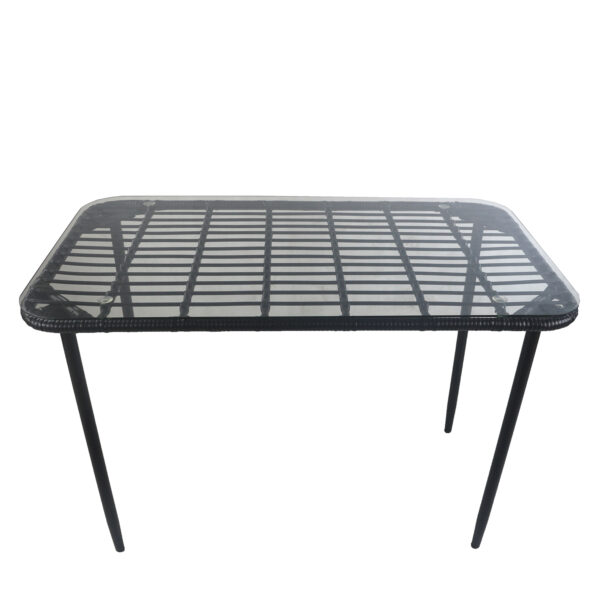 Τραπέζι Κήπου  ANNIUS Μαύρο Μέταλλο/Rattan/Γυαλί 120x70x78cm