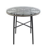 Τραπέζι Κήπου  APPIUS Γκρι/Μαύρο Μέταλλο/Rattan/Γυαλί 70x70x74cm