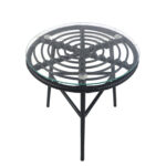 Τραπέζι Κήπου  ARELLIUS Μαύρο Μέταλλο/Rattan/Γυαλί 45x45x46cm
