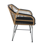 Καρέκλα Κήπου  ATINIUS Φυσικό/Μαύρο Μέταλλο/Rattan 58x62x82cm
