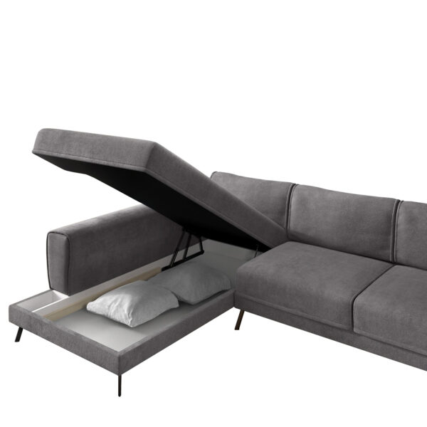 Καναπές Κρεβάτι Γωνιακός Αριστερή Γωνία SILVERTON Γκρι Με Λευκά Μαξιλάρια 304x212x86cm