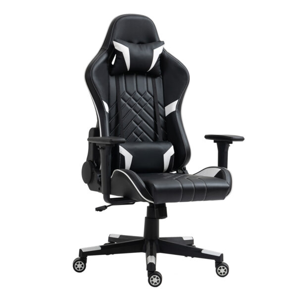 Καρέκλα Γραφείου  Gaming NASS Μαύρο/Λευκό PVC 72x55x122-131cm