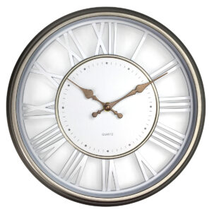 Ρολόι Τοίχου Ασημί Πλαστικό Φ30.5x4cm