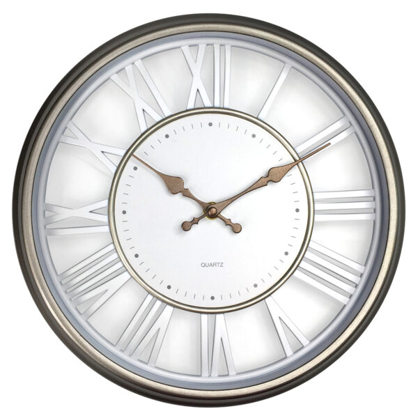 Ρολόι Τοίχου  Ασημί Πλαστικό Φ30.5x4cm