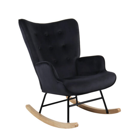 Πολυθρόνα Κουνιστή DARIA Μαύρο Βελούδο/Μέταλλο/Ξύλο 85x69x90cm