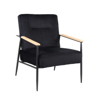 Πολυθρόνα  ISILEE Μαύρο Βελούδο/Μέταλλο/Ξύλο 76x66x87cm