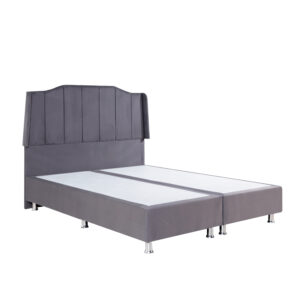 Κρεβάτι BISMUTH Γκρι Βελούδο (Στρώμα 160x200cm)