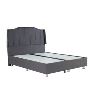 Κρεβάτι BISMUTH Με Αποθηκευτικό Χώρο Γκρι Βελούδο (Στρώμα 160x200cm)