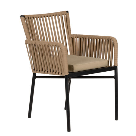 Πολυθρόνα Κήπου  BLUENILE Μπεζ/Μαύρο Αλουμίνιο/Rattan 56x60x83cm