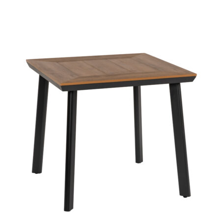 Τραπέζι Κήπου EPUPA Μαύρο/Καρυδί Αλουμίνιο/Ξύλο 80x80x73cm